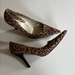 Nine West Leopard Print Pointed Toe Pumps - Brown/Black